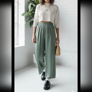 ✨ Micas Sage Satin Dreams ✨ Wide Leg Perfection